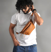 Load image into Gallery viewer, Foxtrot Tan - UNISEX Fanny pack | cross Bag _handcrafted out of genuine leather