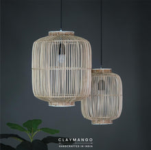 Load image into Gallery viewer, Set of 2 - Cage Lamp Unique handmade Woven Hanging Pendant Light, Natural/Cane Pendant Light for Home restaurants and offices.
