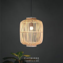 Load image into Gallery viewer, Set of 2 - Cage Lamp Unique handmade Woven Hanging Pendant Light, Natural/Cane Pendant Light for Home restaurants and offices.