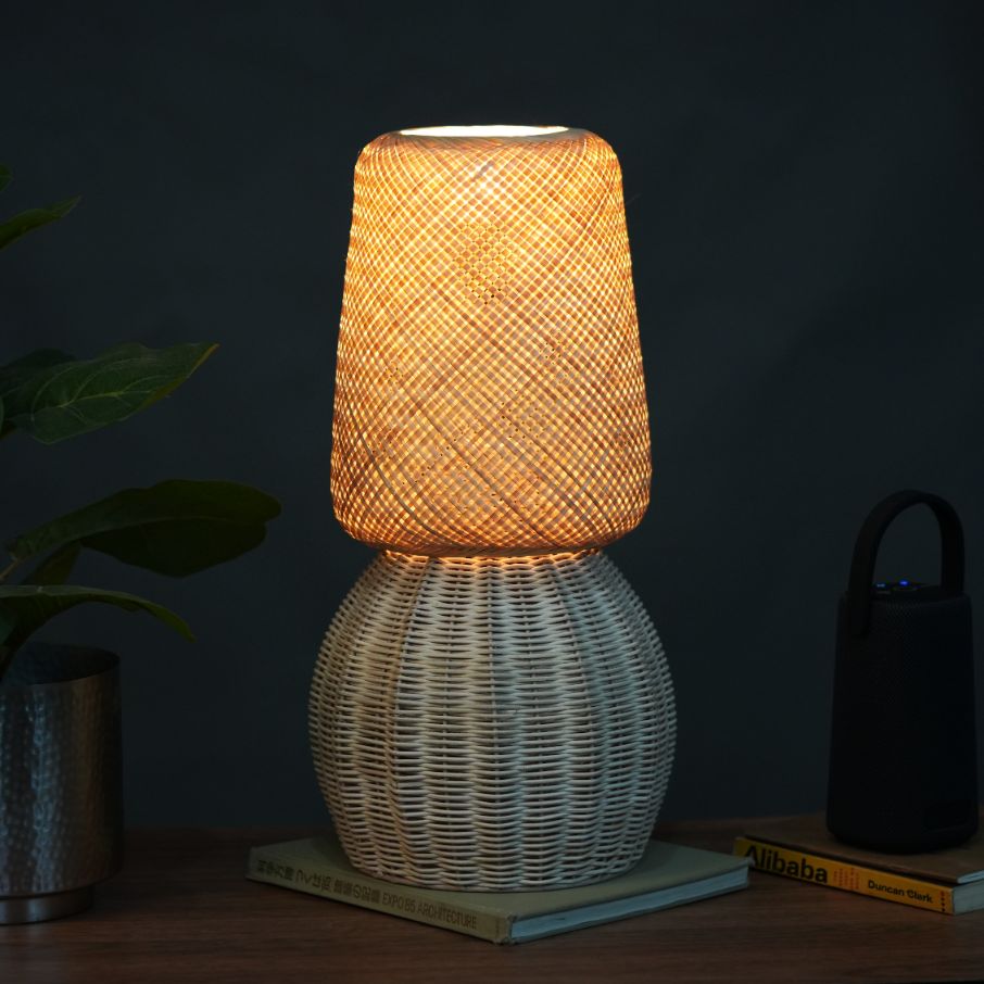 Delta Vienna Table Lamp Unique handmade Woven table top Light, Natural  Cane/Bamboo Table top Light for Home and