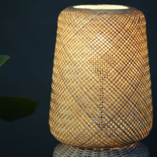 Load image into Gallery viewer, Volta Vienna - Unique handmade Woven table top Light, Natural Bamboo/Cane Table top Light for Home and offices.
