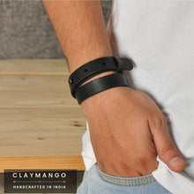 Load image into Gallery viewer, Kubek-Minimal genuine leather wrist bands two fold - set of 3 (Black+Tan+ Brown)