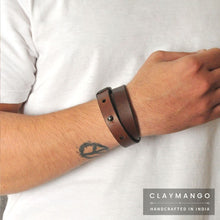 Load image into Gallery viewer, Kubek-Minimal genuine leather wrist bands two fold - set of 3 (Black+Tan+ Brown)