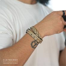 Load image into Gallery viewer, Kubek-Braided genuine leather wrist bands two fold