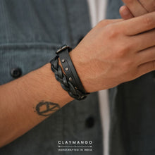 Load image into Gallery viewer, Kubek-Braided genuine leather wrist bands two fold