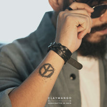 Load image into Gallery viewer, Kubek-Braided genuine leather wrist bands two fold