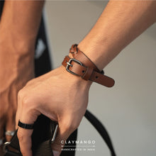 Load image into Gallery viewer, Kubek-Braided genuine leather wrist bands two fold - Set of 3 (Black+ Brown+ Clay)