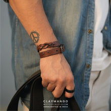 Load image into Gallery viewer, Kubek-Braided genuine leather wrist bands two fold