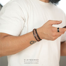 Load image into Gallery viewer, Kubek - Criss-Cross genuine leather wrist bands - Set of 2 (black+ Brown)