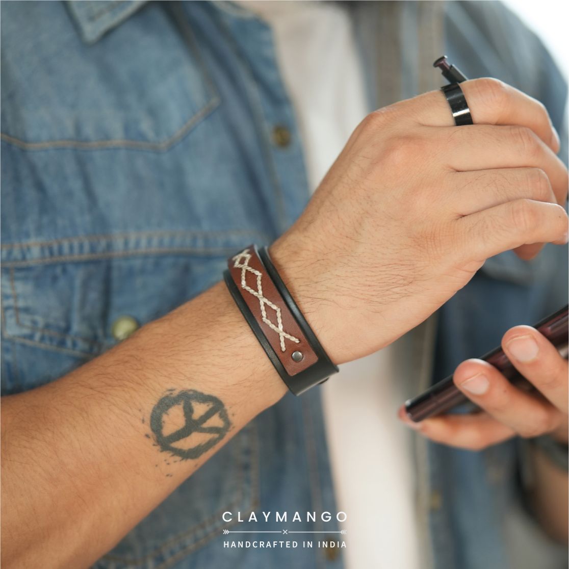 Kubek - Criss-Cross genuine leather wrist bands – Claymango.com