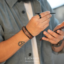 Load image into Gallery viewer, Kubek - Criss-Cross genuine leather wrist bands - Set of 2 (black+ Brown)