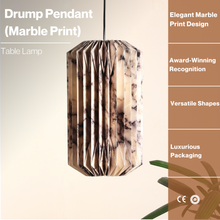 Load image into Gallery viewer, Drum Pendant (Marble Print) - Marble Print, Origami Pendant Lamp
