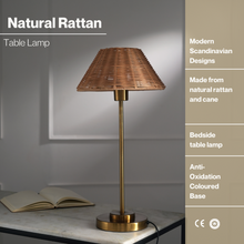 Load image into Gallery viewer, Natural Cane Lamp - Made from Rattan, Handweaving, Antique Finish of Base
