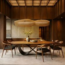 Load image into Gallery viewer, UrbanEscape 2.0 - Linear Industrial Pendant lamp with Natural Cane/Rattan mesh for Home, restaurants and offices.
