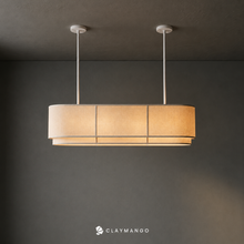 Load image into Gallery viewer, Azon linear Fabric - Industrial Pendant lamp with Natural bamboo mesh for Home, restaurants and offices.
