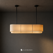 Load image into Gallery viewer, Azon linear Fabric - Industrial Pendant lamp with Natural bamboo mesh for Home, restaurants and offices.
