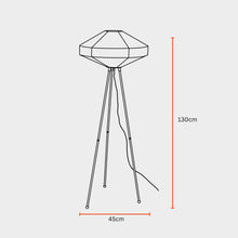 Load image into Gallery viewer, Space Rover - Tripod Floor Lamp, Nickle Base and Elegant Fabric Shade
