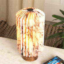 Load image into Gallery viewer, Drum Marble Print Table Lamp - Marble Print, Origami Pendant Lamp with Mango Wood Base
