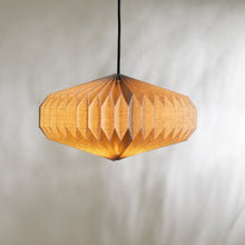 Load image into Gallery viewer, Oblong 2 (Linen) - European Linen, Disc Shaped Pendant, Hanpleated Origami
