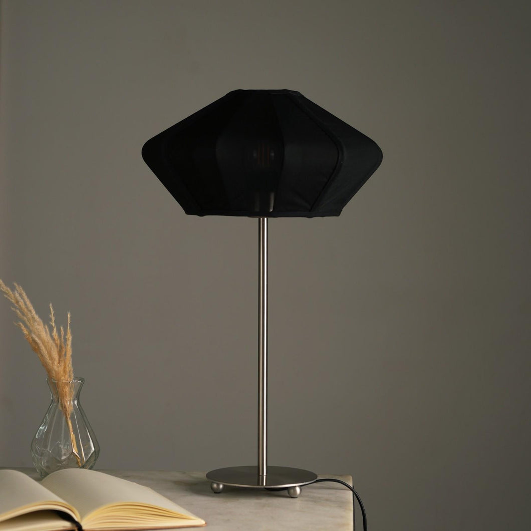 Luxe Collection - Paris Table Lamp (Black) - Premium Chiffon Fabric, Metallic Spacer, Soft Warm Glow, Mood Enhancement Lamps