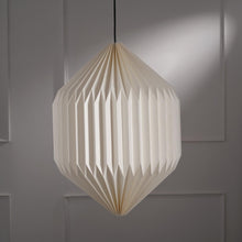 Load image into Gallery viewer, Oblong Origami Lamp - Paper Origami Pendants, Handpleating, Origami Lampshade, Scandinavian Design
