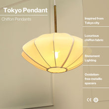 Load image into Gallery viewer, Luxe Collection - Tokyo Lamp  - Premium Chiffon Fabric, Metallic Spacer, Soft Warm Glow, Mood Enhancement Lamps
