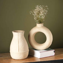 Load image into Gallery viewer, Paper Mache Vase, White Minimal Shape

