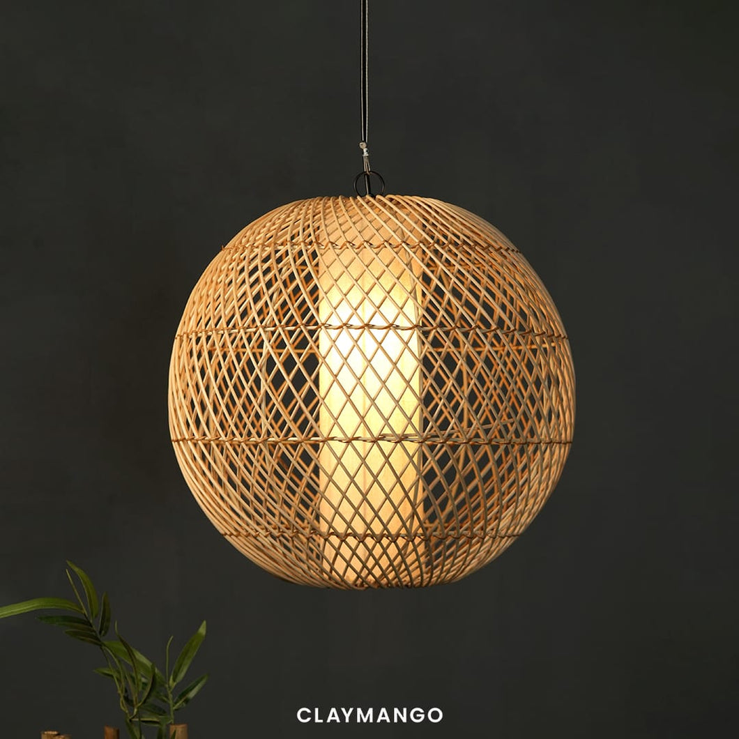 Kanduka 2.0 : Unique handmade Woven Hanging Pendant Light, Natural/Cane Pendant Light for Home restaurants and offices.