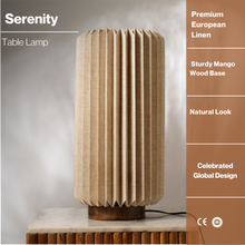 Load image into Gallery viewer, Serenity Table Lamp - Linen Table Lamp with Mango Wood Base
