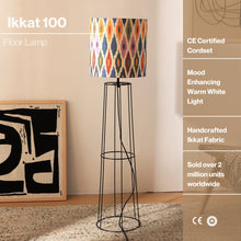 Load image into Gallery viewer, IKKAT Floor Lamp 100 -Ikkat Fabric, Floor Lamp, Indian and Scandinavia fusion, modern Lamps, trending floor lamp
