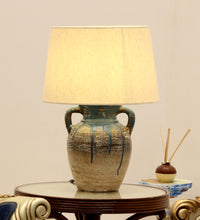 Load image into Gallery viewer, Distress Finish Blue Beautiful Design Clay Table Lamp
