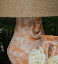 Load image into Gallery viewer, Terracotta color distree finish table lamp
