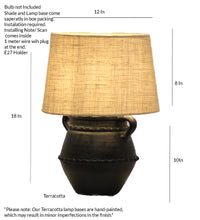 Load image into Gallery viewer, Black Diamond antuque Terracotta Table Lamp
