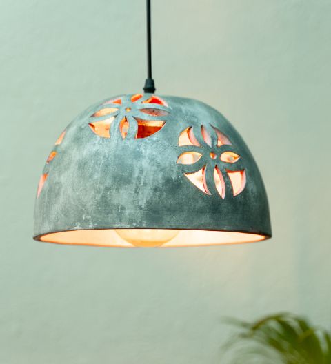 Grey Red Single - Terracotta Lamp