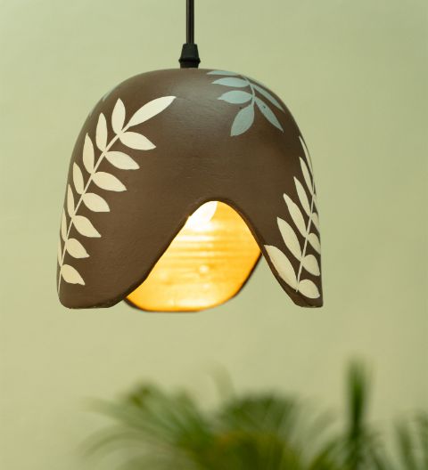 Brown Leaf Single - Terracotta Lamp