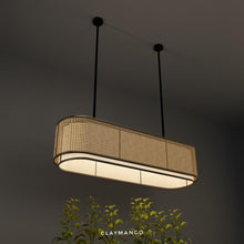 Load image into Gallery viewer, Azon linear - Industrial Pendant lamp with Natural bamboo mesh for Home, restaurants and offices.
