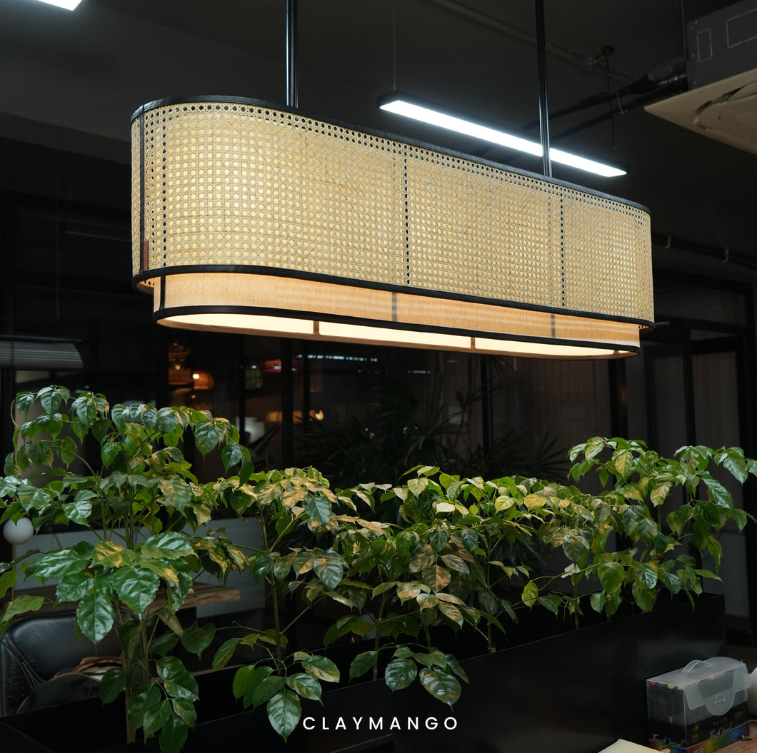 Azon linear - Industrial Pendant lamp with Natural bamboo mesh for Home, restaurants and offices.