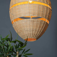 Load image into Gallery viewer, Ovalo Loom – Handwoven Cane Pendant Lamp for Homes Restaurants and Offices
