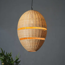 Load image into Gallery viewer, Ovalo Loom – Handwoven Cane Pendant Lamp for Homes Restaurants and Offices
