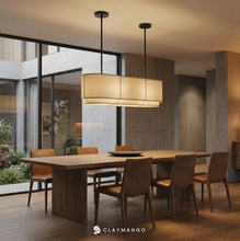 Load image into Gallery viewer, Azon linear Fabric - Industrial Pendant lamp with Natural bamboo mesh for Home, restaurants and offices.
