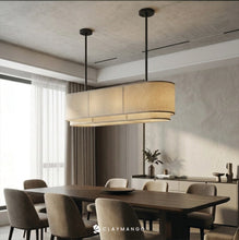 Load image into Gallery viewer, Azon linear Fabric - Industrial Pendant lamp with Natural bamboo mesh for Home, restaurants and offices.
