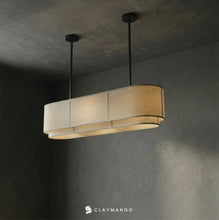 Load image into Gallery viewer, Azon linear Fabric - Industrial Pendant lamp with Natural bamboo mesh for Home, restaurants and offices.
