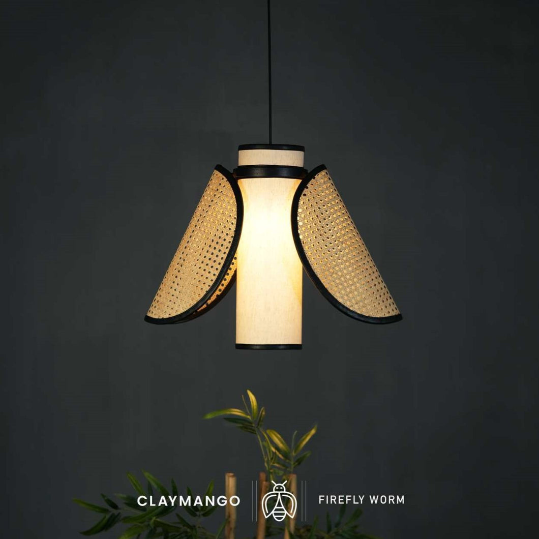 Firefly Worm - Unique handmade Woven Hanging Pendant Light, Natural/Cane Pendant Light for Home restaurants and offices.