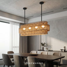Load image into Gallery viewer, Reed Linear - Linear Industrial Pendant lamp Metal with Raffia for Home, Restaurants and Offices.
