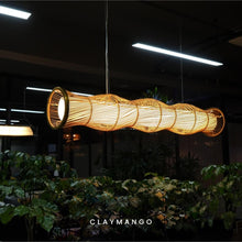 Load image into Gallery viewer, UrbanEscape - Linear Industrial Pendant lamp with Natural Cane/Rattan mesh for Home, restaurants and offices.
