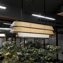 Load image into Gallery viewer, Voyage Linear - Industrial Pendant lamp with Natural bamboo mesh for Home, restaurants and offices.
