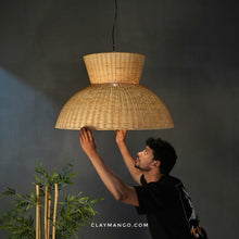 Load image into Gallery viewer, Samyak : Unique handmade Woven Hanging Pendant Light, Natural/Cane Pendant Light for Home restaurants and offices.
