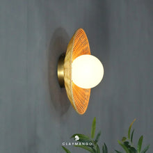 Load image into Gallery viewer, Induka - Unique handmade Woven Wall Sconce Light, Natural/Bamboo Wall Sconce Light for Home restaurants and offices.
