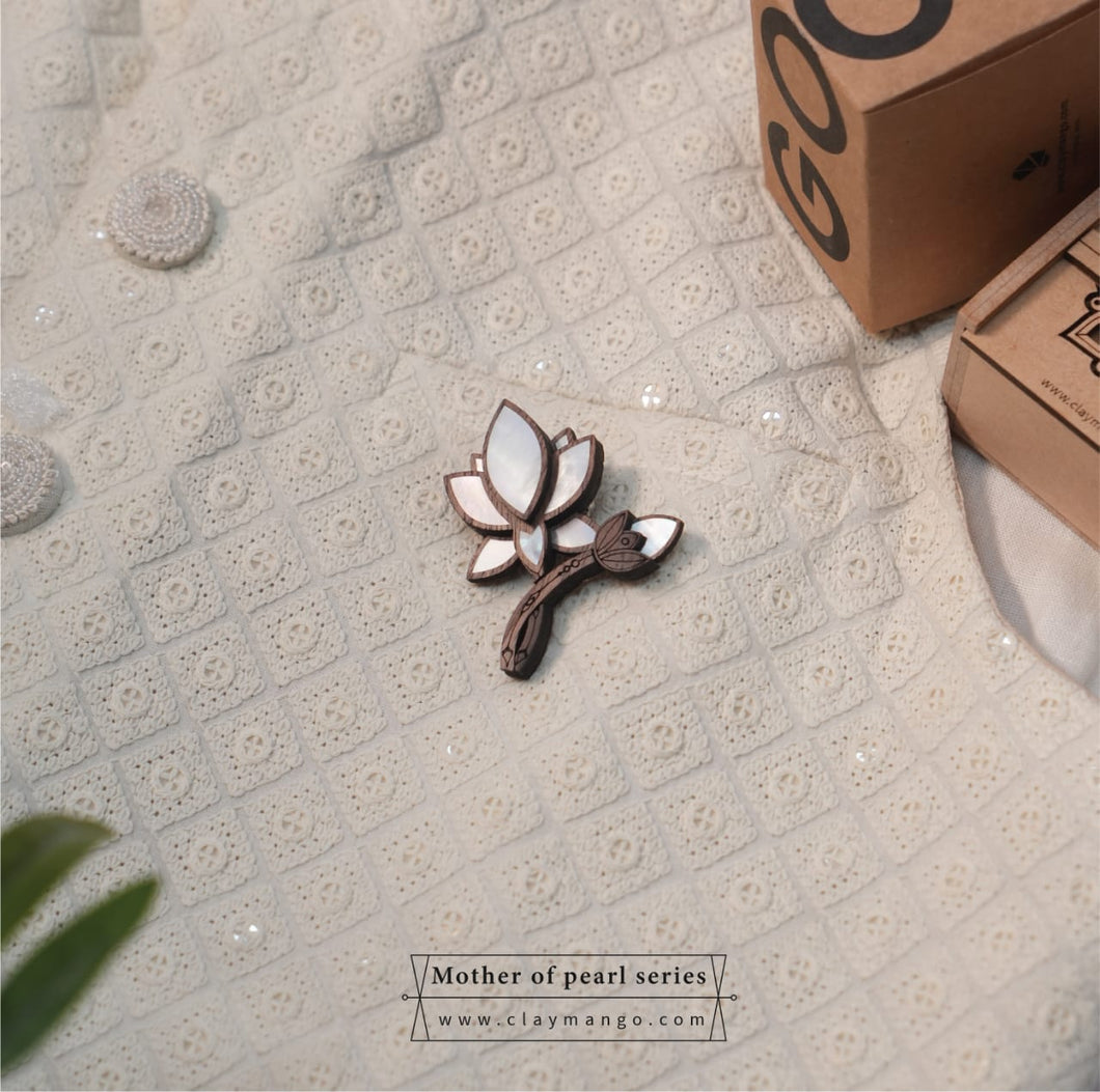 Blooming Lotus Brooch from mother of pearl series - 9 mop inlays