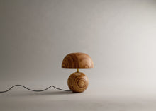 Load image into Gallery viewer, Wooden table lamp on a plain background
